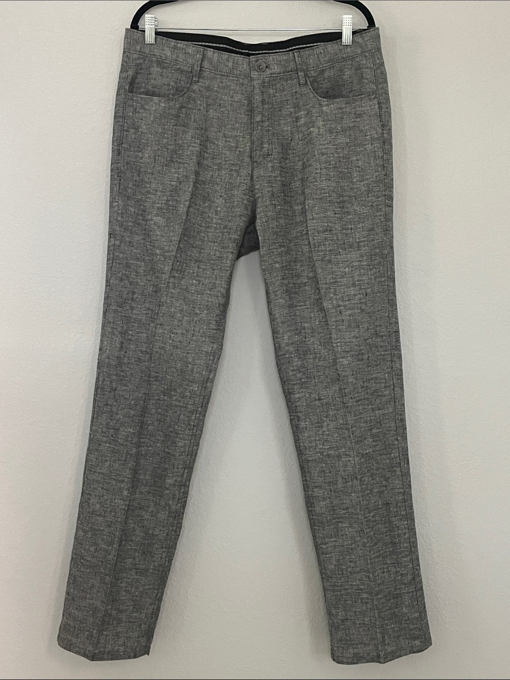 Calvin Klein Men’s Gray Linen Blend Pants 34x32‎ Flat Front Casual Lightweight